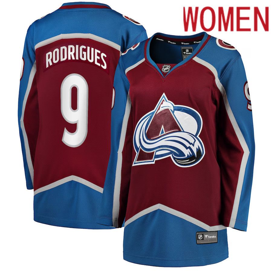 Women Colorado Avalanche #9 Evan Rodrigues Fanatics Branded Burgundy Home Breakaway Player NHL Jersey